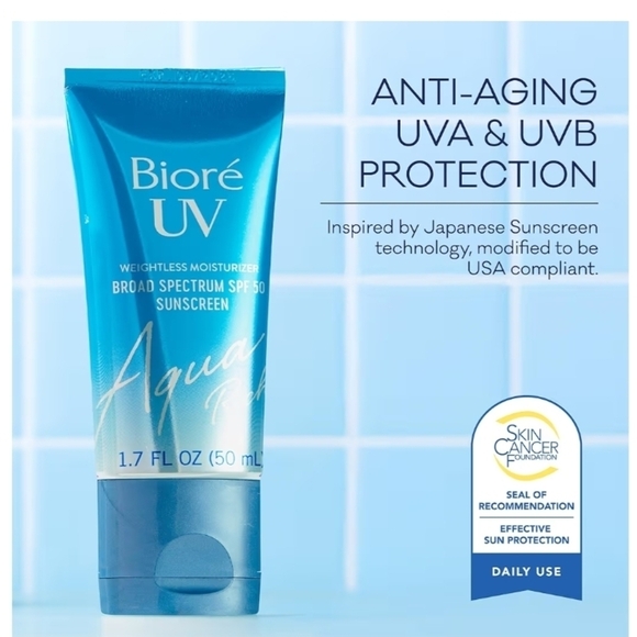 Biore UV Aqua Rich SPF 50, Daily Moisturizer Sunscreen + Hyaluronic Acid For Fac - Picture 2 of 5